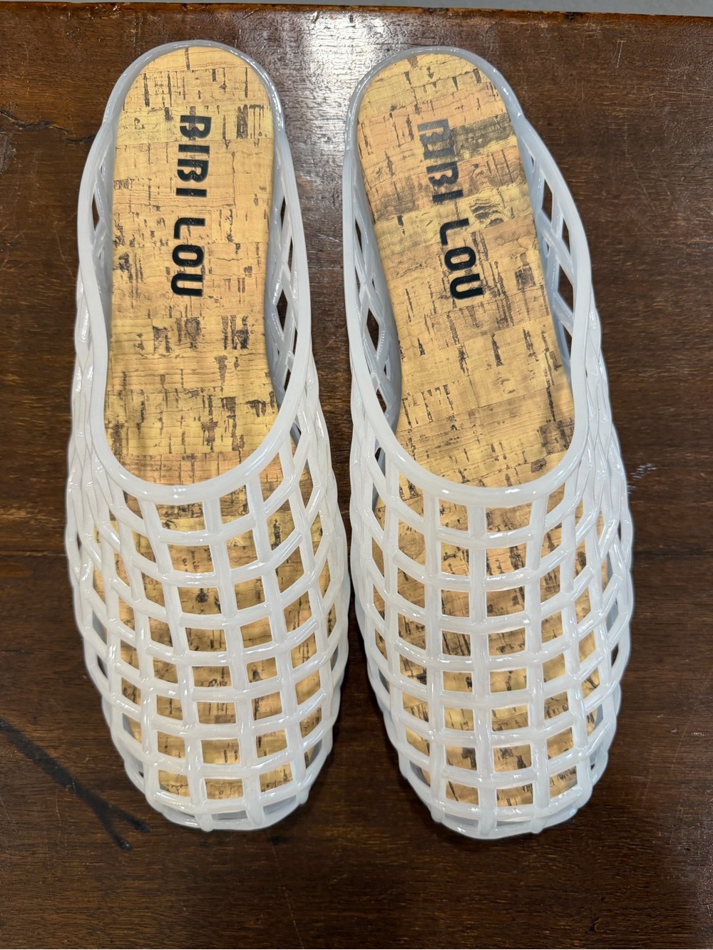 Bibi Lou Women's White Netted Jelly Slip-On Mules